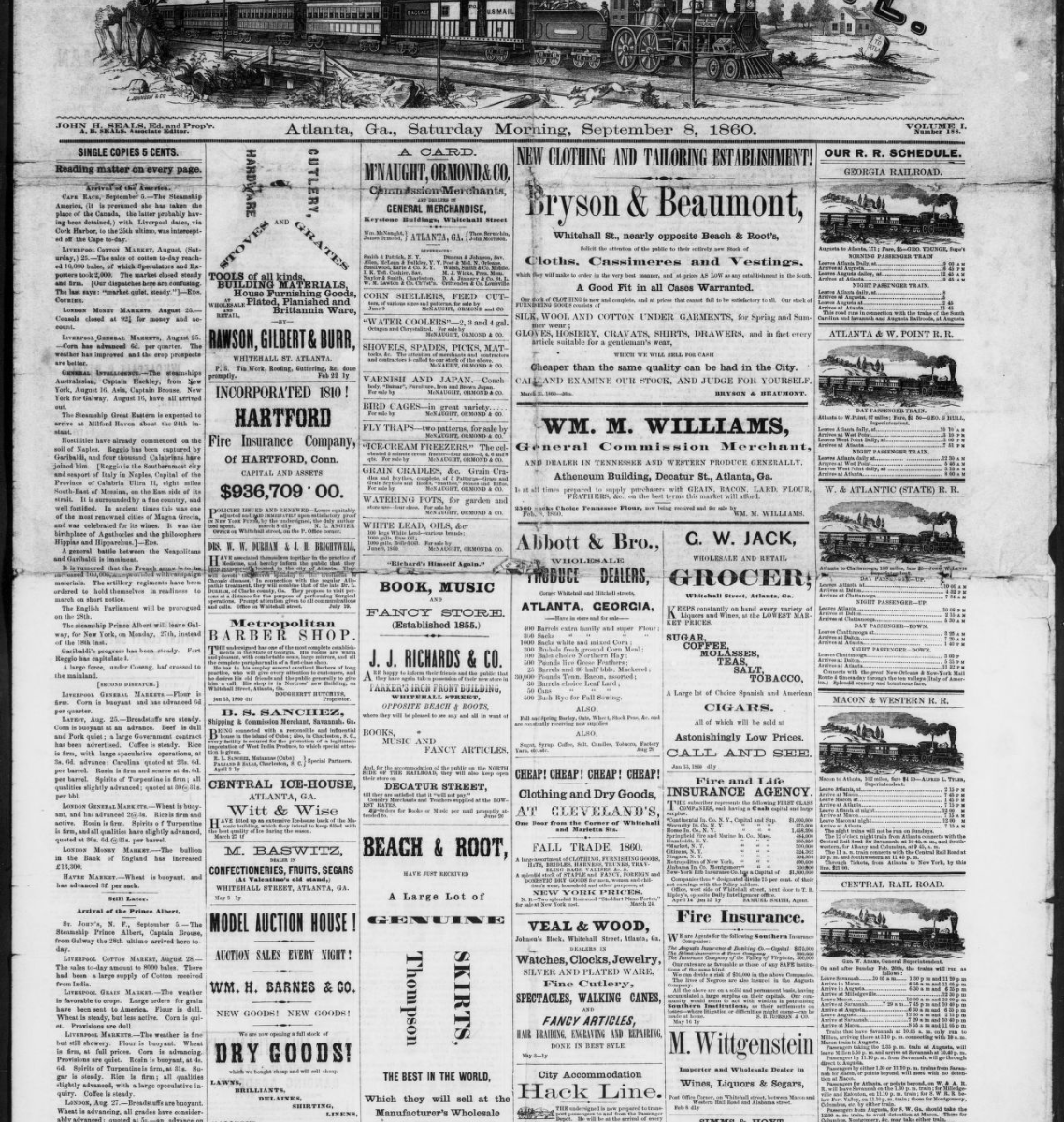 The Daily locomotive. (Atlanta, Ga.) 1860-18??, September 08, 1860, Page 1