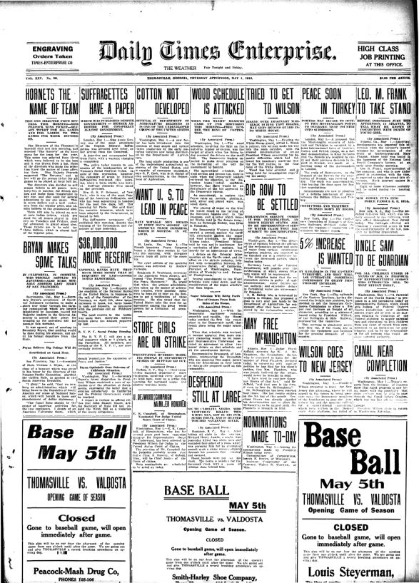 Title page of the Daily Times enterprise from May 01, 1913.