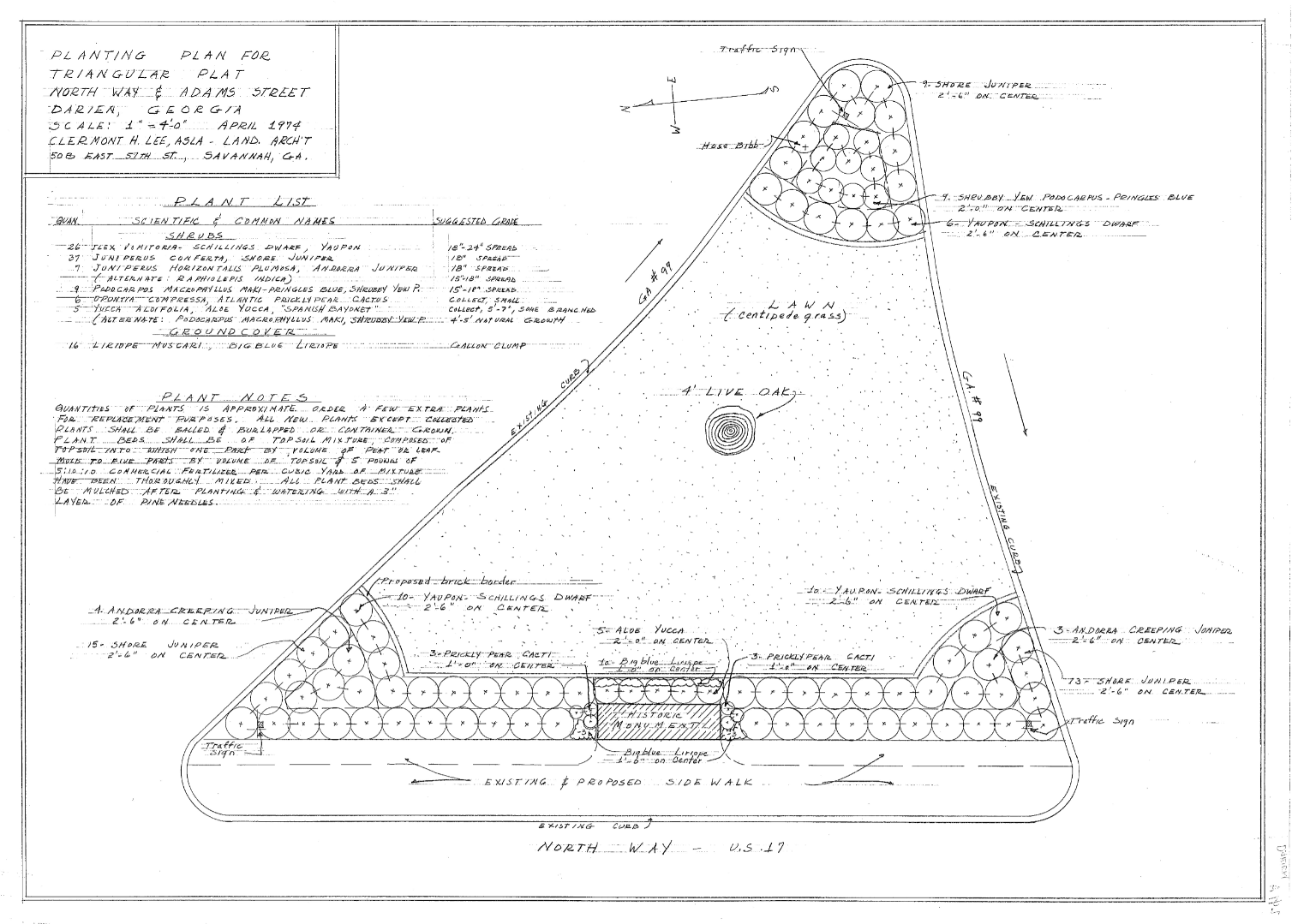 North Way and Adams Street triangular plat, page 1 of 2 (Darien, Georgia).  Courtesy of Georgia Historical Society